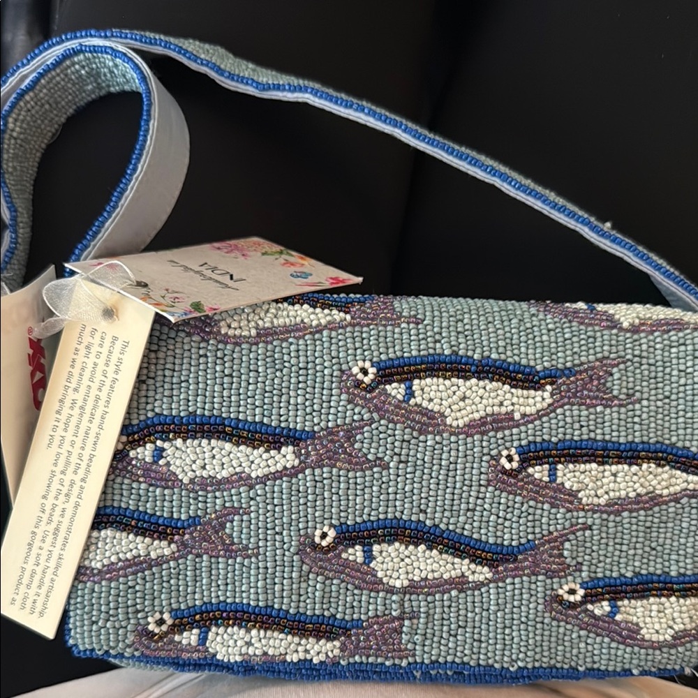 Beaded Fish Design Crossbody Bag